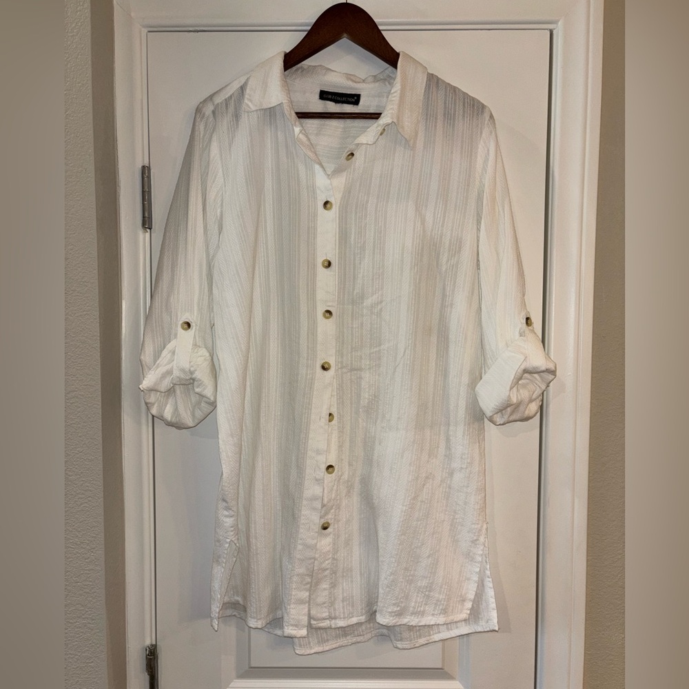 Beach Coverup or Layering Shirt with Rolled Sleeves